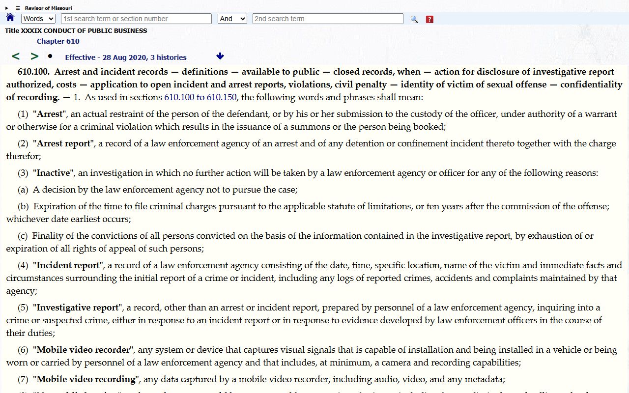 Oregon County criminal court records Missouri arrest and incident record source