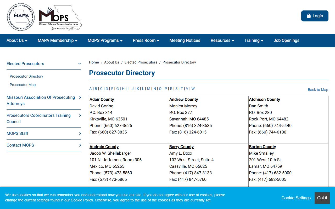 Oregon County criminal court records prosecutor directory source