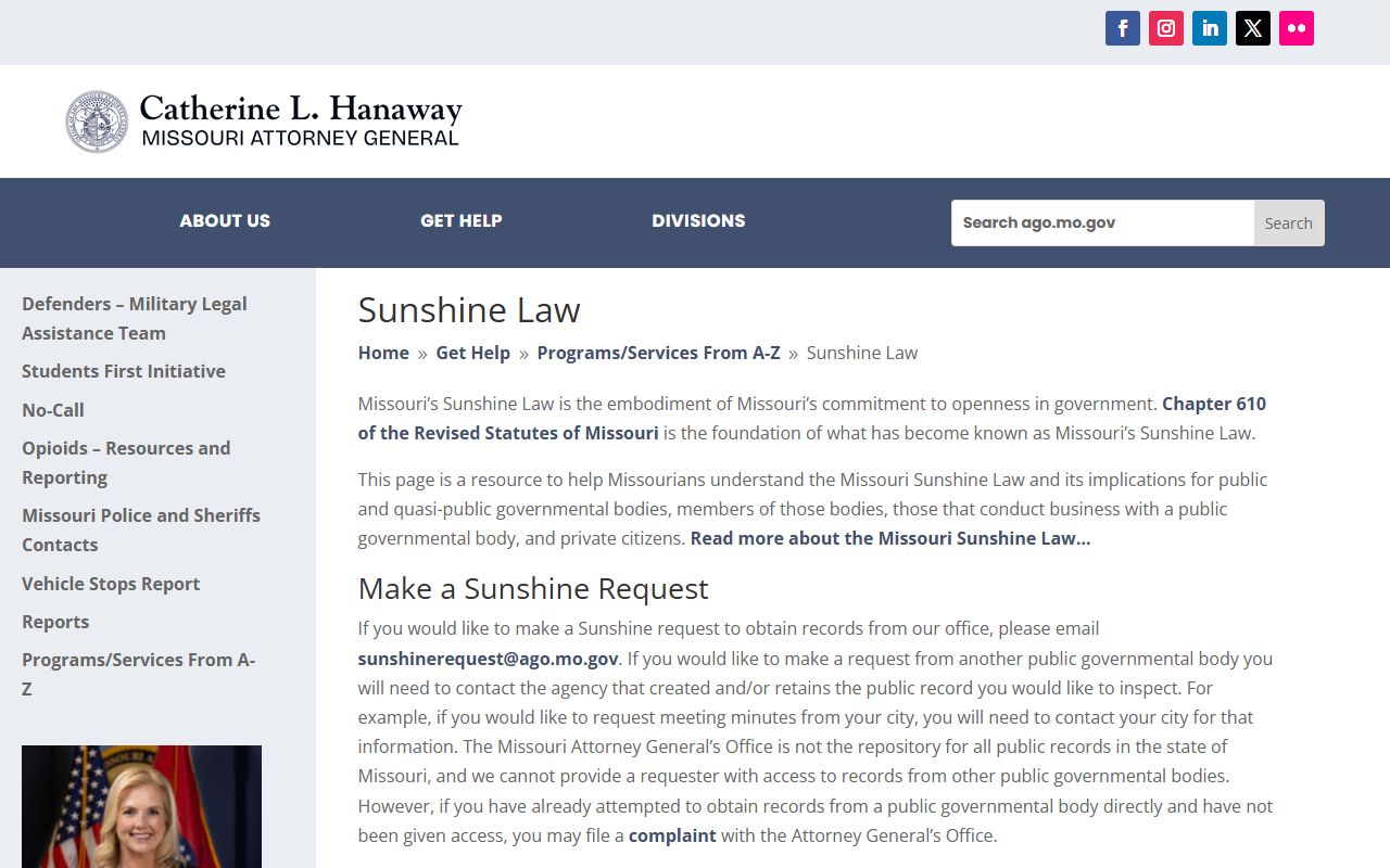 Oregon County court records Missouri Sunshine Law source