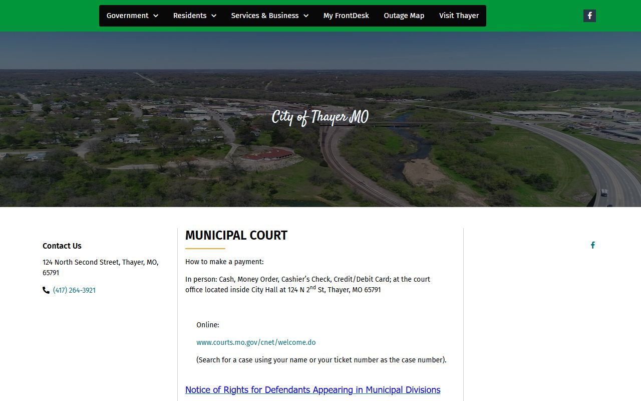 Oregon County traffic court records through Thayer Municipal Court