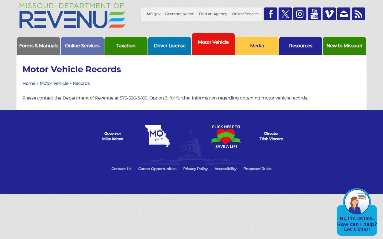 Oregon County traffic court records and Missouri Department of Revenue driver records