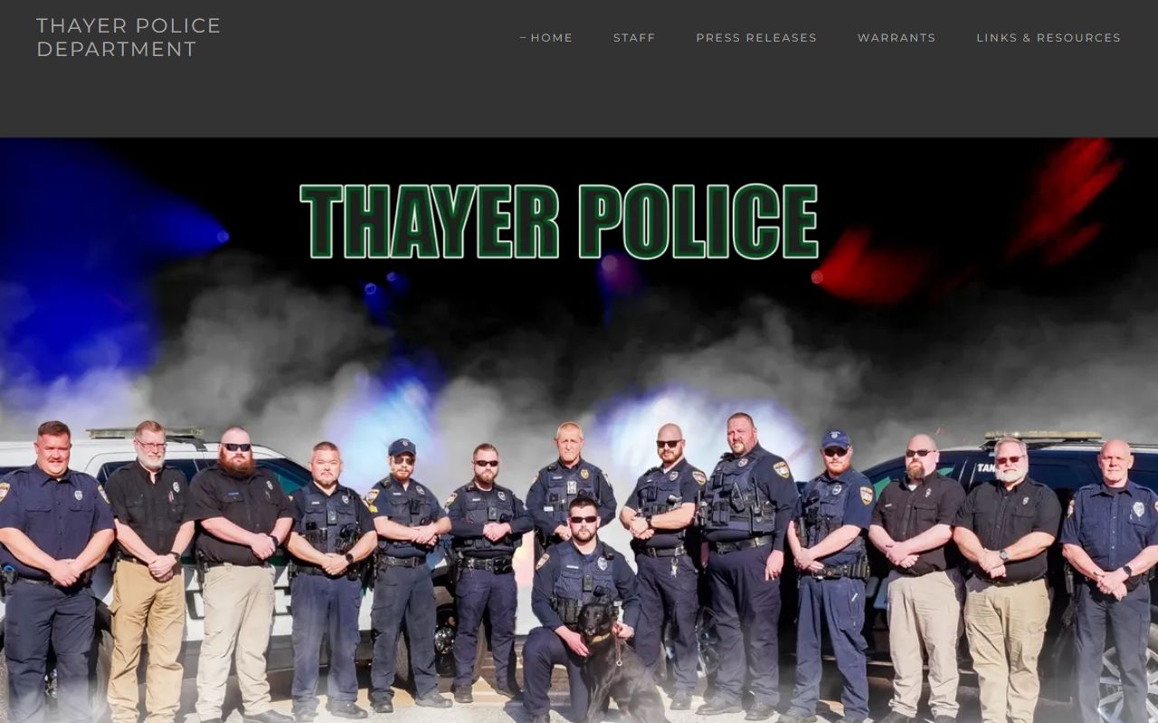 Oregon County warrant search Thayer Police Department contact source